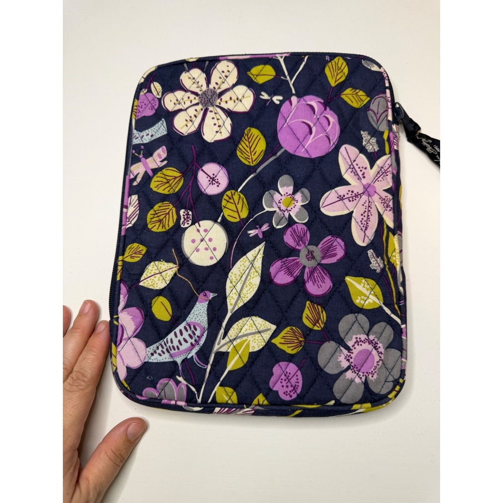 Vera Bradley Night and Day Indigo Quilted Tablet Sleeve Floral Bird Navy Purple